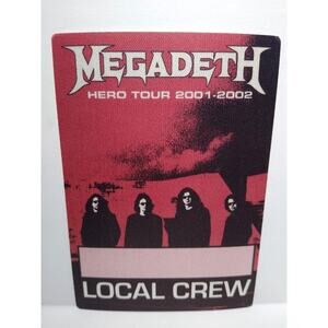 Megadeth Backstage Pass Original 2001 - 2002 Hero Tour Cloth Fabric Heavy Metal